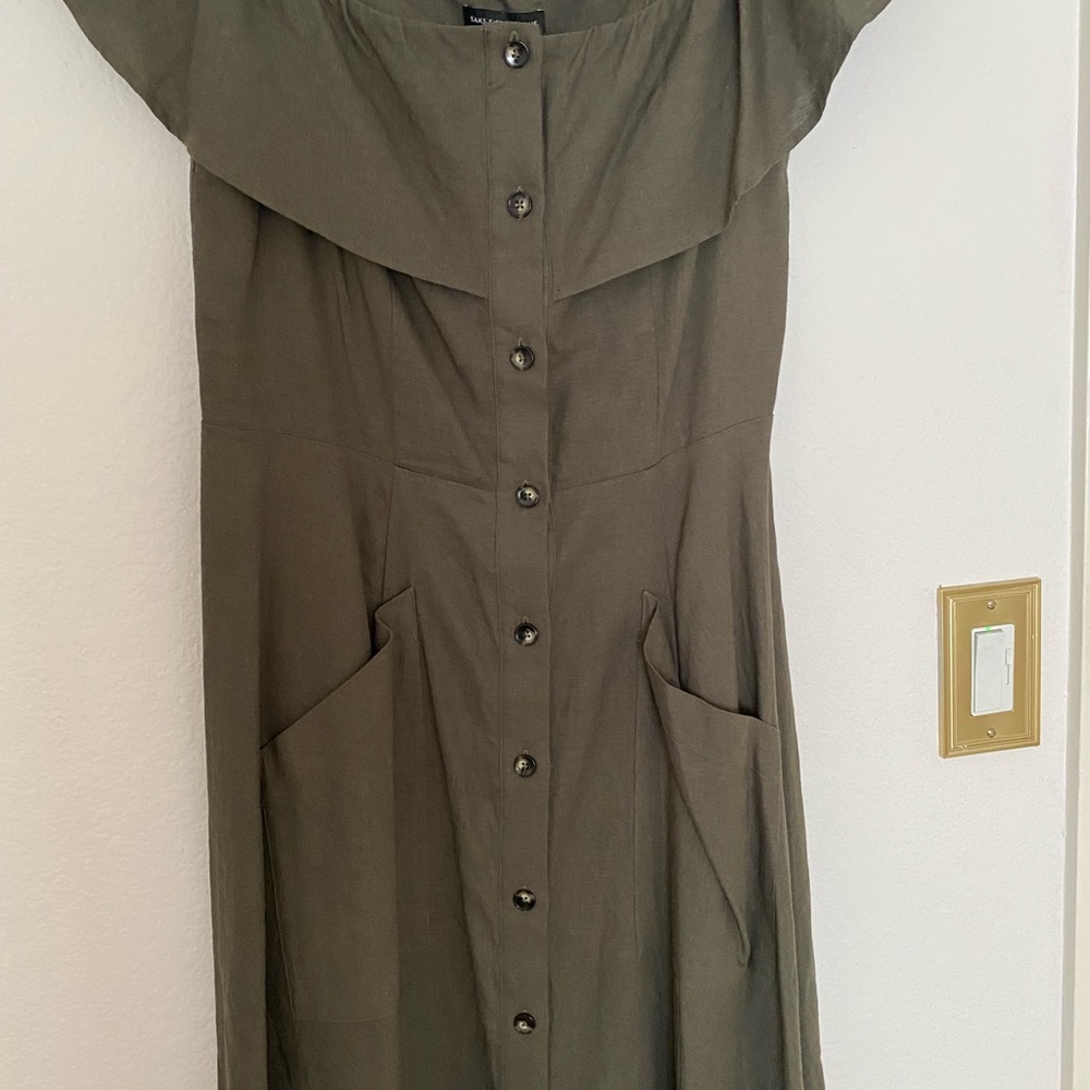 Cotton/Linen Off Shoulder Saks fifth Dress - Picture 9 of 9